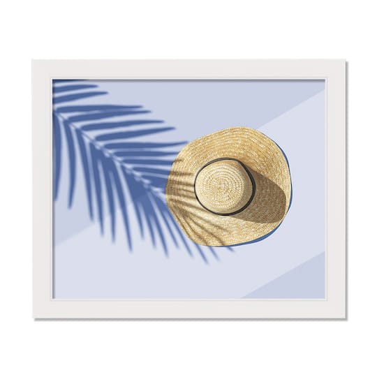 Sun Hat Scene White Framed Print